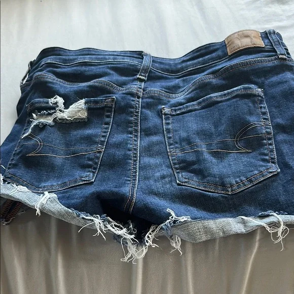 American Eagle Outfitters Blue Distressed Jean Shorts - Picture 6 of 6